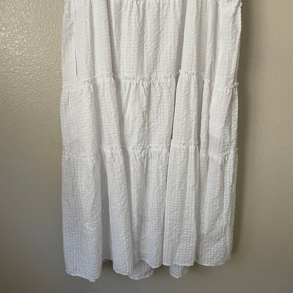 Old Navy Dress Womens 4X White Midi Tiered Smocked Pockets Cottagecore Beachy - Picture 8 of 13